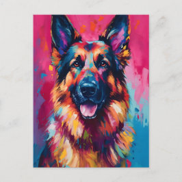 Cartão Postal German shepherd Colorido
