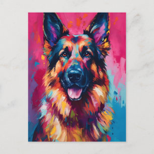 Cartão Postal German shepherd Colorido