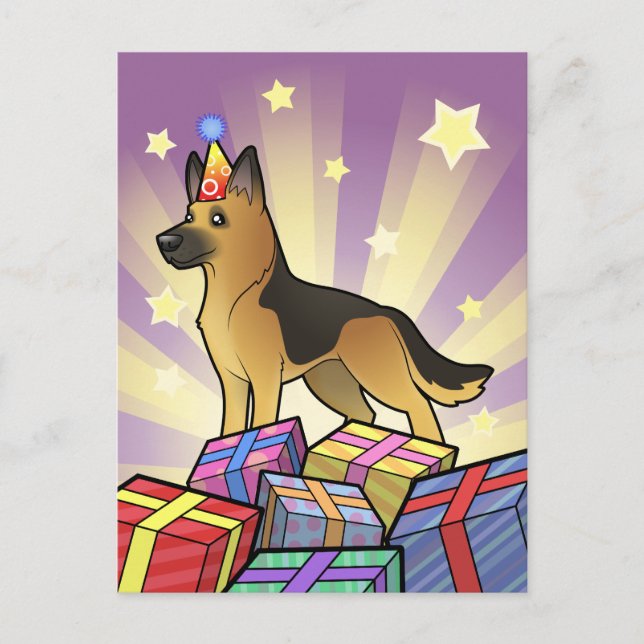 Cartão Postal German shepherd de aniversário (Frente)