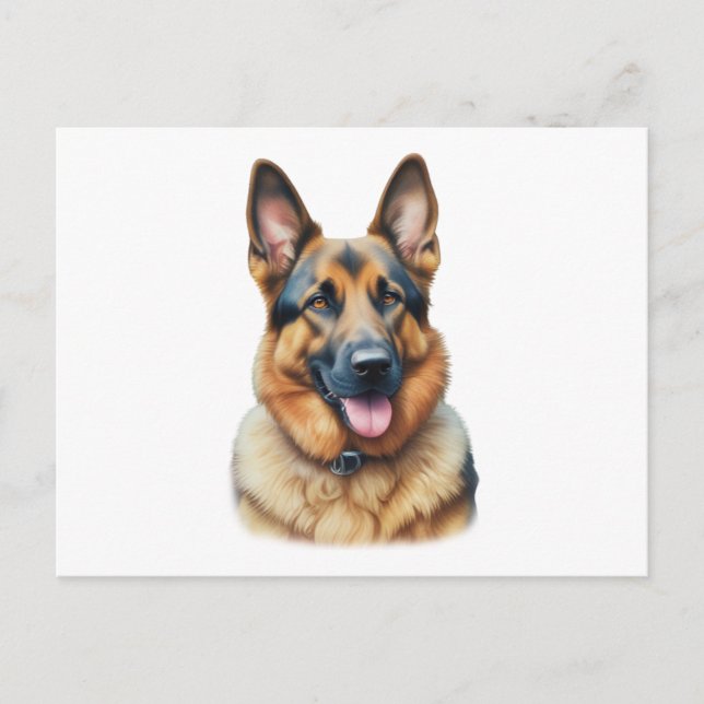 Cartão Postal German shepherd de Aquarela (Frente)