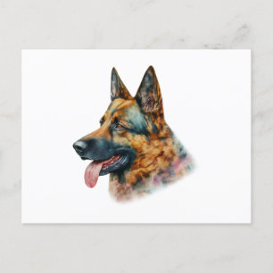Cartão Postal German shepherd de Aquarela
