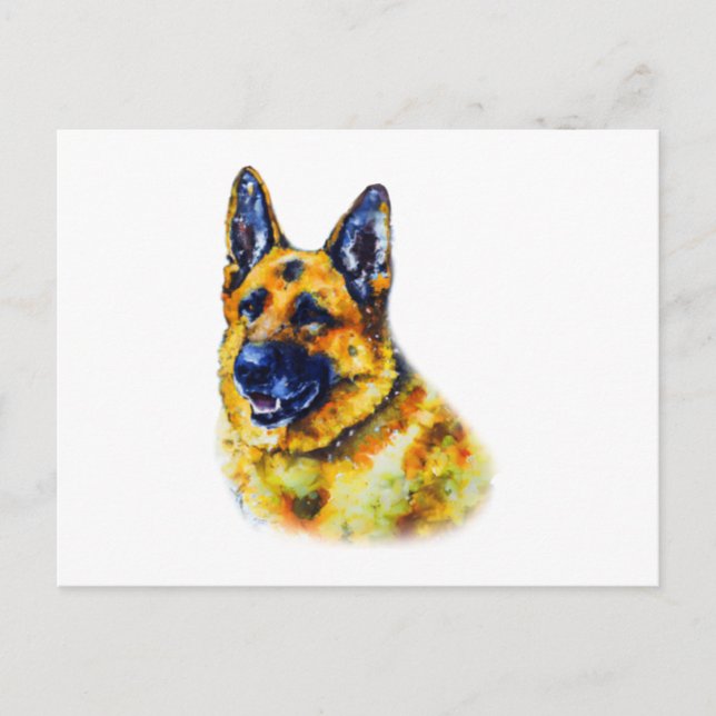 Cartão Postal German shepherd de Aquarela (Frente)