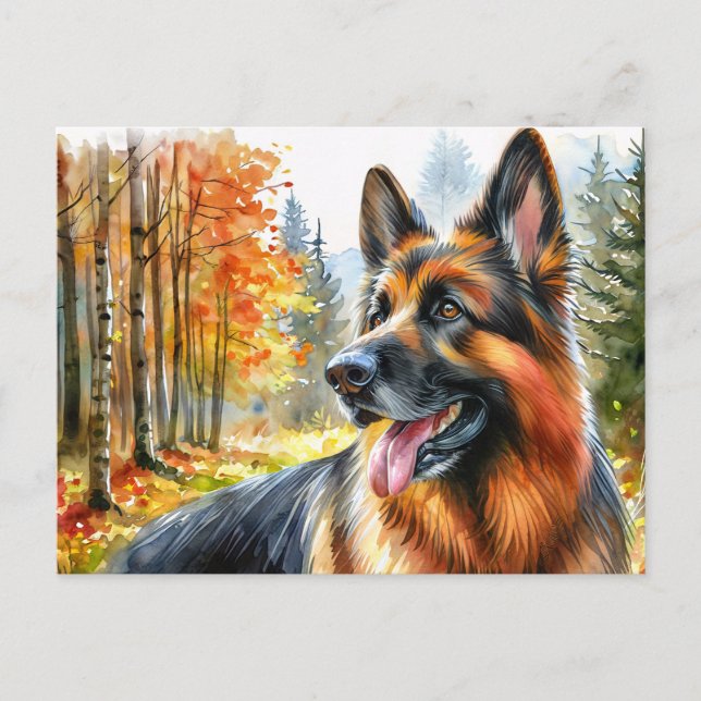 Cartão Postal German shepherd em Cair Watercolor (Frente)