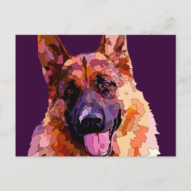 Cartão Postal German shepherd em cores brilhantes (Frente)
