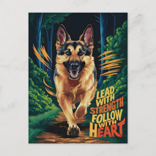 Cartão Postal German shepherd Em Execução Na Floresta