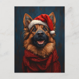 Cartão Postal German shepherd em um Chapéu Santa