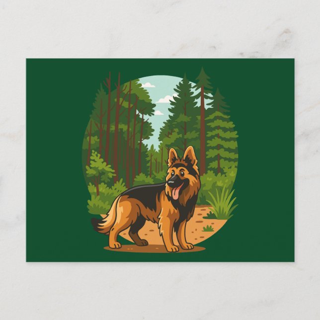 Cartão Postal German Shepherd Forest Adventure Dog  (Frente)