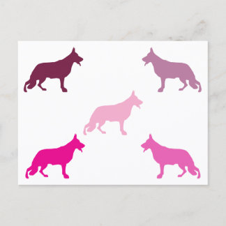 Cartão Postal German Shepherd minimal pattern magenta 