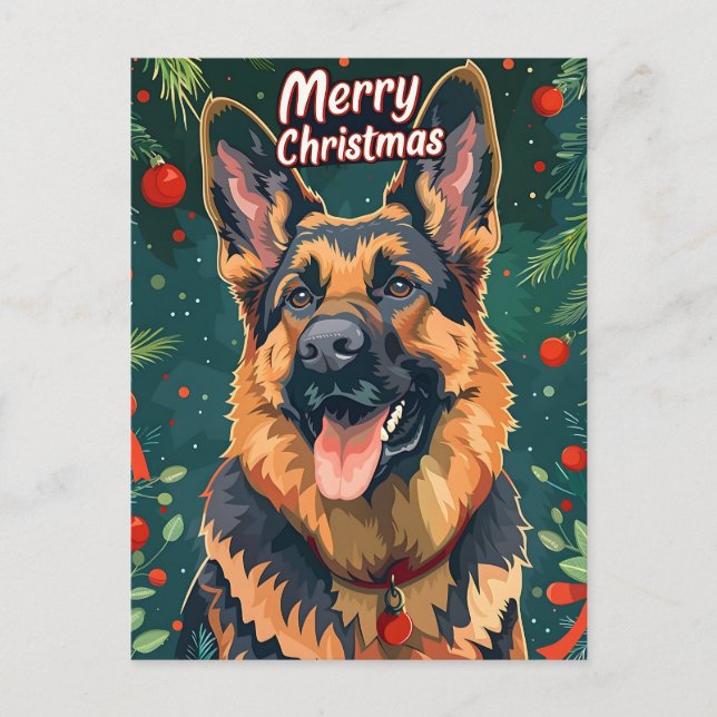 Cartão Postal German shepherd Natal (Frente)