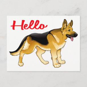 Cartão Postal german shepherd Puppy Dog Olá, pensando em você
