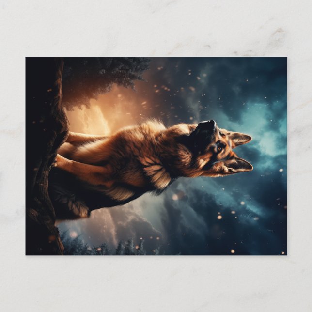 Cartão Postal German shepherd Sob Stormy Sky (Frente)