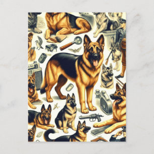 Cartão Postal German shepherd Vintage Invisível