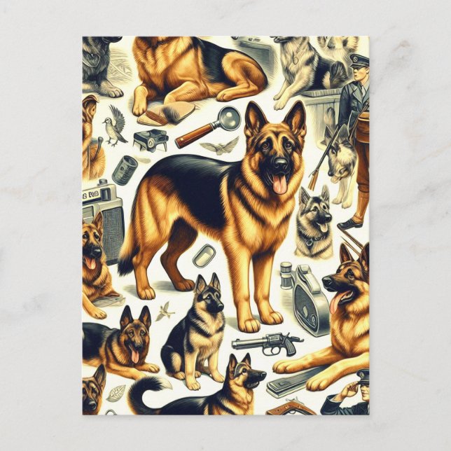 Cartão Postal German shepherd Vintage Invisível (Frente)