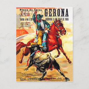 Cartão Postal Gerona Bullighting, Espanha, Corrida, viagens vint