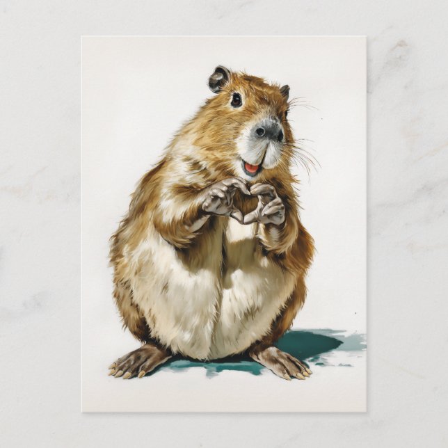 Cartão Postal Gesto de Amor de Capivara Fofa (Frente)