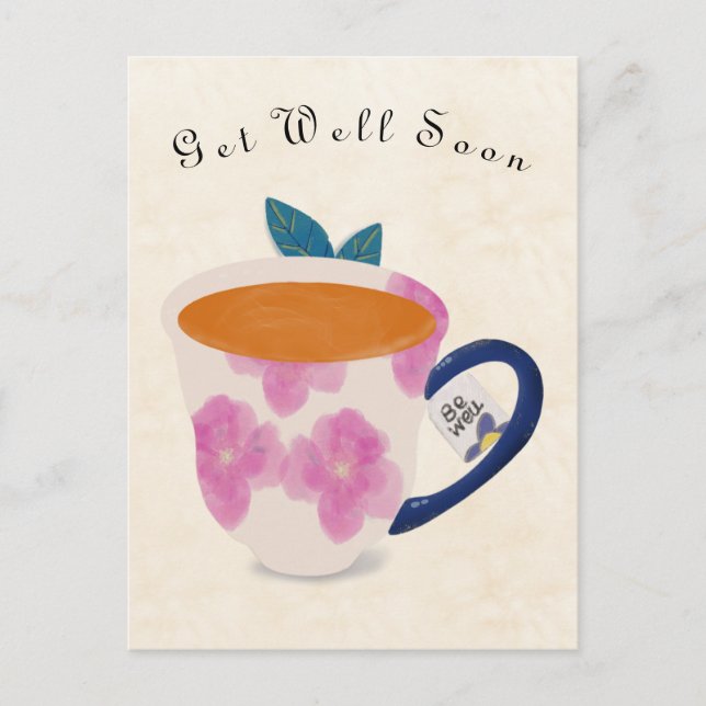 Cartão Postal Get Well Soon Teacup (Frente)