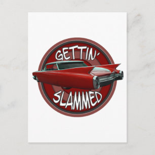 Cartão Postal gettin bateu o Cadillac Rollin red lowrider 1960