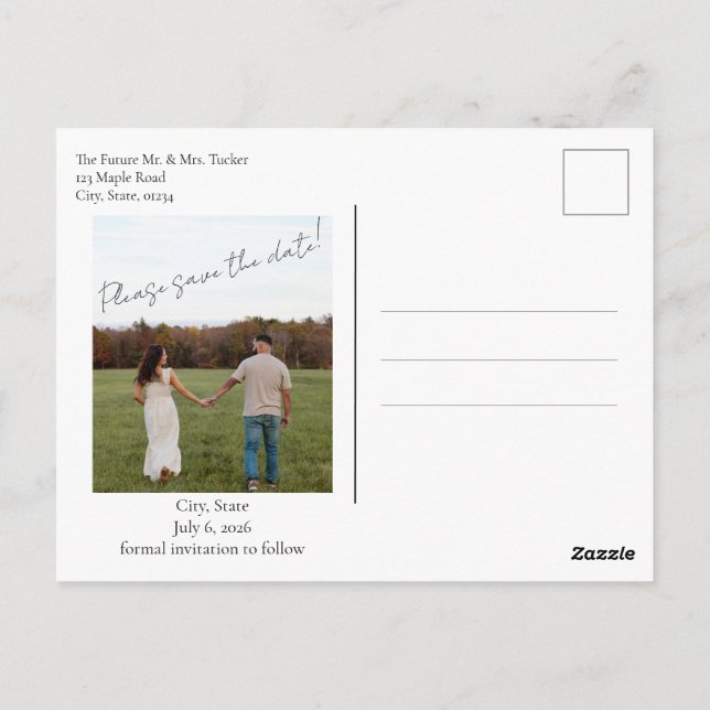 Cartão Postal Getting Hitched Save the Date Postcard (Verso)
