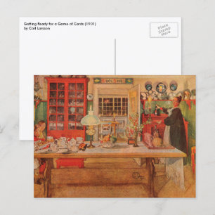 Cartão Postal Getting Ready for a Game of Cards by Carl Larsson