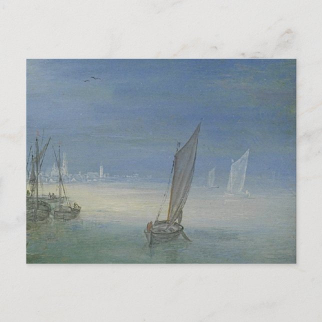 Cartão Postal Gezicht op een dorp aan een rivier (Frente)