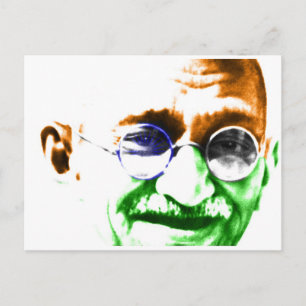Cartão Postal Ghandi sobre a bandeira indígena sutil