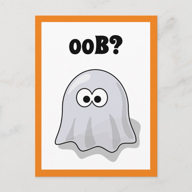 Cartão Postal Ghost Confuso Diz "Oob"? Cartoon de Dia de as Brux (Frente)