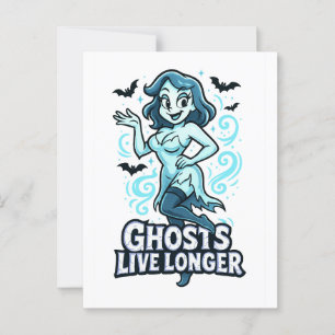 Cartão Postal Ghost de Pin-Up do Cartoon - Fantasmas vivem mais