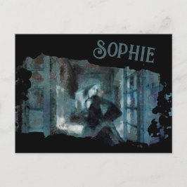 Cartão Postal Ghost Girl in Blue – Haunting Surreal Art