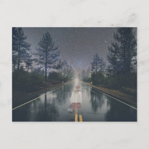 Cartão Postal Ghost Girl Road Night Halloween Scareen Horror