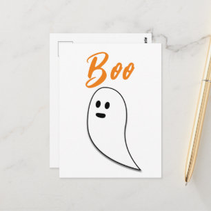 Cartão Postal Ghost Halloween preto - laranja branco