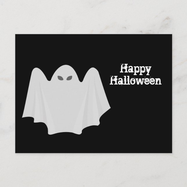Cartão Postal Ghost White Cartoon Graphic Halloween (Frente)