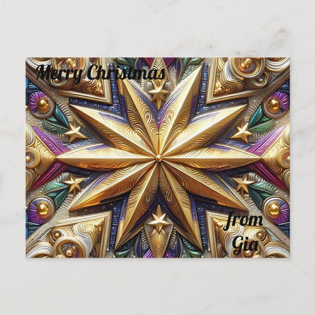 Cartão Postal GIA ~ CHRISTMAS ~ 3D star pattern ~ (Frente)