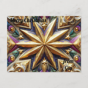 Cartão Postal GIA ~ NATAL ~ padrão de estrela 3D ~