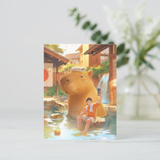 Cartão Postal Giant Capybara - Ilustração de Primavera quente