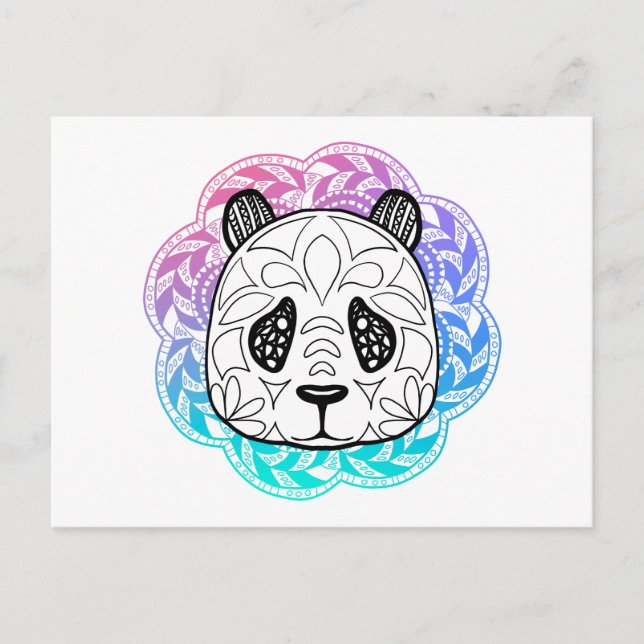 Cartão Postal Giant Panda Mandala (Frente)