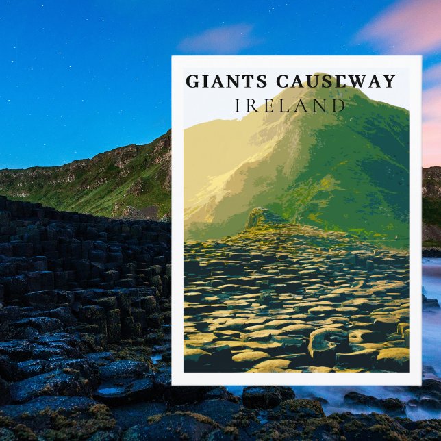 Cartão Postal Giants Causeway, Antrim Ireland - Estilo Retroativ (Giants Causeway, Antrim Ireland Retro Style Postcard
)
