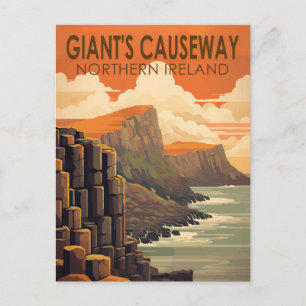 Cartão Postal Giants Causeway Irlanda do Norte Viagem Vintage