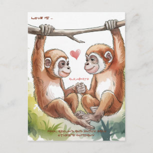 Cartão Postal Gibbon Dia dos Namorados