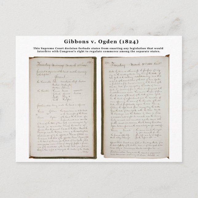 Cartão Postal Gibbons v. Ogden, 22 U.S. 1 (1824) (Frente)