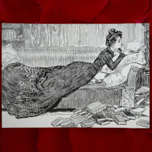 Cartão Postal Gibson Girl lendo um livro