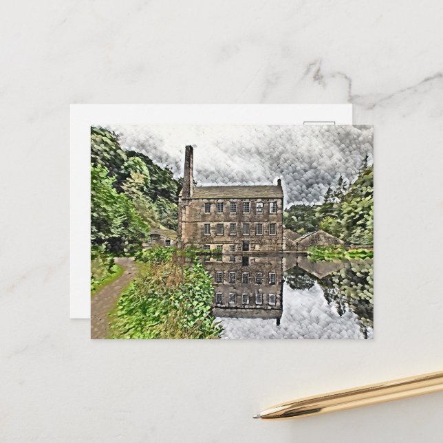 Cartão Postal Gibson Mill Reflection - Hardcastle Crags (Frente/Verso In Situ)