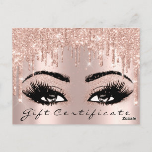 Cartão Postal Gift Certificado Eyelashes Confetti Makeup Glam