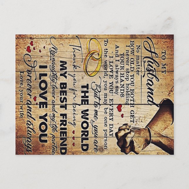 Cartão Postal Gift To My Husband, Love Quotes Letter (Frente)