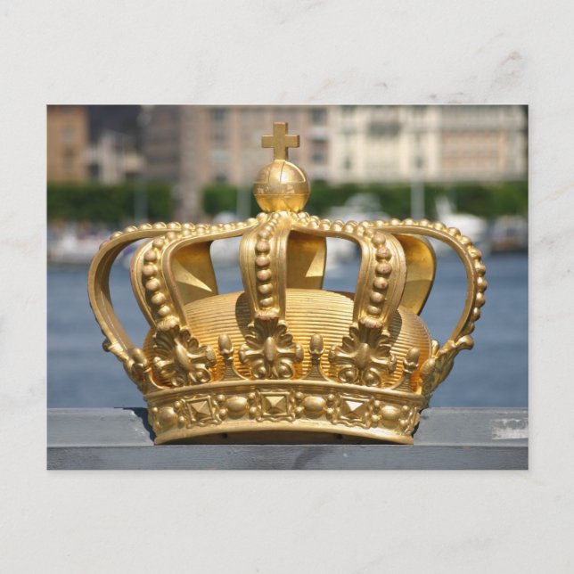 Cartão Postal Gilded Crown, Skeppsholm Bridge, Suecia de Estocol (Frente)