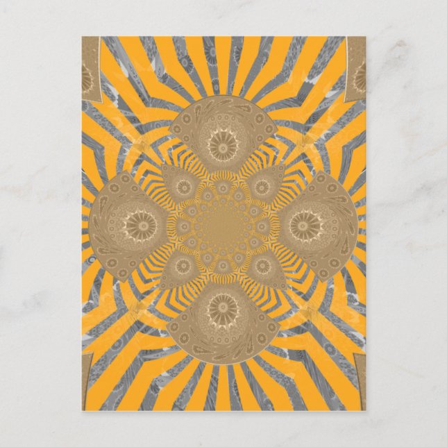 Cartão Postal Gilded Zephyr: Elegância em amarelo Ouro e cromo (Frente)