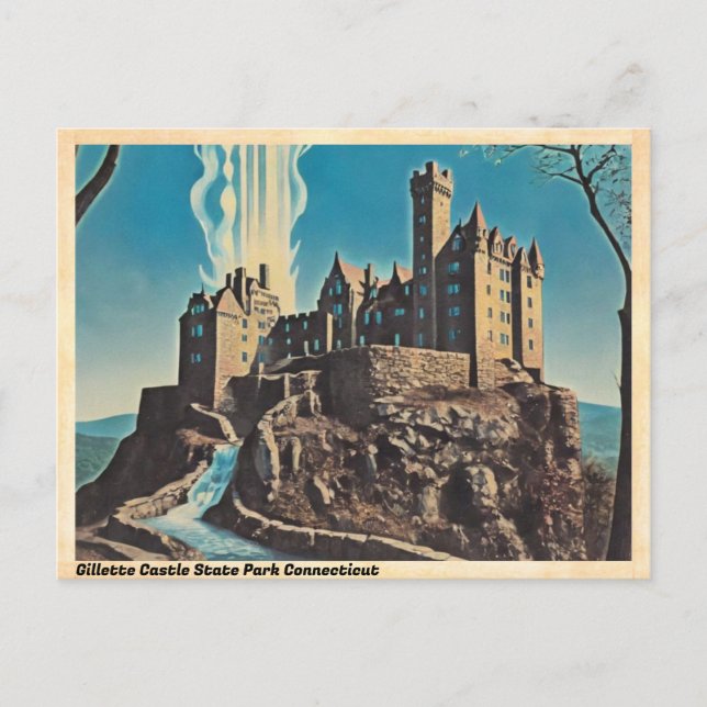 Cartão Postal Gillette Castle State Park Connecticut Vintage (Frente)