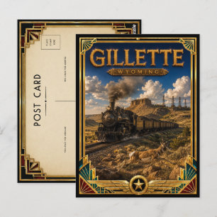 Cartão Postal Gillette Wyoming Vintage Arte Deco Idade Dourada