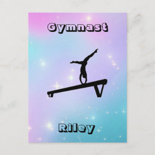 Cartão Postal Ginásio de Ginástica Feminina Trave de Equilíbrio