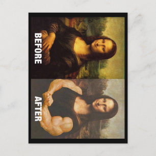 Cartão Postal Ginásio Mona Lisa Antes e Depois Humor Fitness
