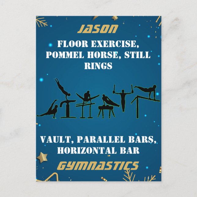 Cartão Postal Ginástica Dourada de inverno para Meninos Personal (Frente)